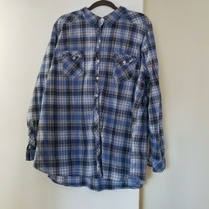 Button-down blue plaid shirt